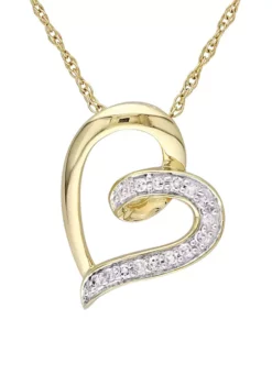 Budget ๐ 1/10 ct. t.w. Diamond Accent Heart Pendant with Chain in 10K Yellow Gold by Belk & Co. ๐คฉ