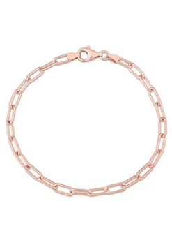 Best Sale 👍 3.5MM Polished Paperclip Chain Bracelet in 18k Rose Gold Plated Sterling Silver, 7.5" by Belk & Co. ⭐