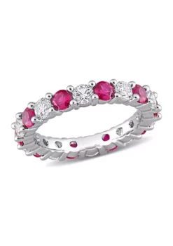 Deals 🛒 Lab Created Created Ruby and Created White Sapphire Full Eternity Band in Sterling Silver by Belk & Co. ❤️ -DealsBelk & Co. Store Belk 12656