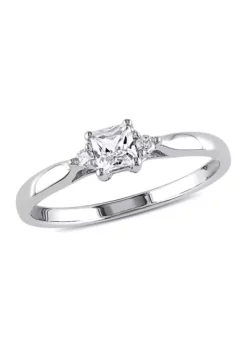 Wholesale 🥰 Lab Created 1/3 CT TGW Created White Sapphire and Diamond Accent Princess Cut Ring in Sterling Silver by Belk & Co. 🎉