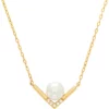 Cheap 💯 Freshwater Pearl and 1/10 ct. t.w. White Topaz Necklace in 10k Yellow Gold by Belk & Co. ❤️