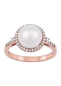 Best Sale ๐ Freshwater Pearl With 1/2 ct. t.w. Diamond Accent Ring in 10k Rose Gold by Belk & Co. ๐