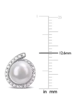 Wholesale 🎉 8-8.5mm Freshwater Cultured Pearl and Diamond Accent Halo Stud Earrings in Sterling Silver by Belk & Co. ✔️ -DealsBelk & Co. Store Belk 12693
