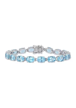 Best Pirce 🤩 28.50 ct. t.g.w. Oval-Cut Sky-Blue Topaz Tennis Bracelet in Sterling Silver by Belk & Co. 🔔