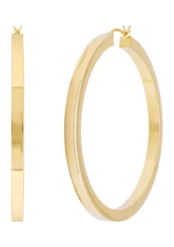 Buy 🥰 4x60mm Square Tube Round Hoop Earrings in Sterling Silver by Belk & Co. 🥰