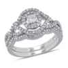 Best Sale ⭐ 1/2 CT TW Diamond Halo Twist Bridal Set in 10k White Gold by Belk & Co. ✨