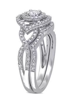 Best Sale ⭐ 1/2 CT TW Diamond Halo Twist Bridal Set in 10k White Gold by Belk & Co. ✨ -DealsBelk & Co. Store Belk 12752
