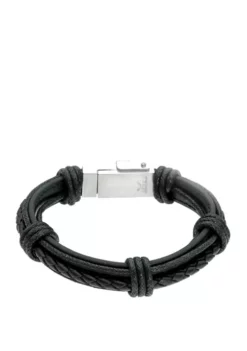 Cheapest ๐ Stainless Steel and Leather Bracelet with USB Functionality by Belk & Co. โ