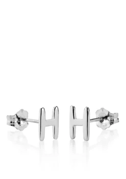 Outlet 🧨 Sterling Silver H Initial Earrings by Belk & Co. 😀