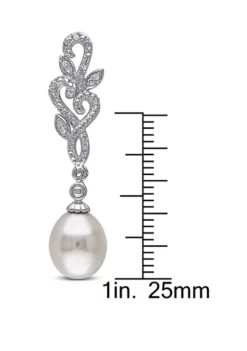 Outlet 😉 Pearl and 1/10 ct. t.w. Diamond Floral Drop Earrings in Sterling Silver by Belk & Co. ⌛ 5 Outlet 😉 Pearl and 1/10 ct. t.w. Diamond Floral Drop Earrings in Sterling Silver by Belk & Co. ⌛ -DealsBelk & Co. Store Belk 12787