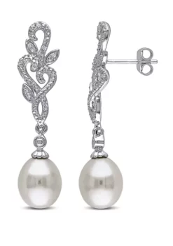 Outlet 😉 Pearl and 1/10 ct. t.w. Diamond Floral Drop Earrings in Sterling Silver by Belk & Co. ⌛ 7 Outlet 😉 Pearl and 1/10 ct. t.w. Diamond Floral Drop Earrings in Sterling Silver by Belk & Co. ⌛ -DealsBelk & Co. Store Belk 12789