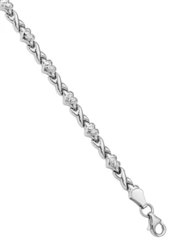 Hot Sale 👏 14K White Gold Polished Heart and X 7-inch Bracelet by Belk & Co. 🔔