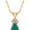 Best Pirce ⌛ 14K Gold 6x4 Pear Shape Emerald Diamond Accent Pendant by Belk & Co. 😉