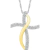 Flash Sale 😉 1/8 ct. t.w. 10k Yellow Gold and Sterling Silver Cross Pendant Necklace by Belk & Co. ⭐