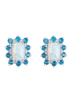 Brand new ✨ 1/10 ct. t.w. Diamond and Created Opal with London Blue Topaz Earrings in Sterling Silver by Belk & Co. 👍