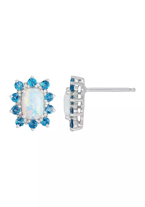 Brand new โจ 1/10 ct. t.w. Diamond and Created Opal with London Blue Topaz Earrings in Sterling Silver by Belk & Co. ๐ 2 Brand new โจ 1/10 ct. t.w. Diamond and Created Opal with London Blue Topaz Earrings in Sterling Silver by Belk & Co. ๐ - Image 2