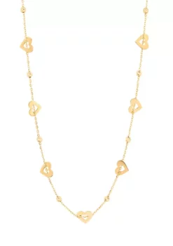 Cheap ✨ Heart with Bead Rolo Chain in 10K Yelow Gold Necklace by Belk & Co. 🎉 -DealsBelk & Co. Store Belk 12862