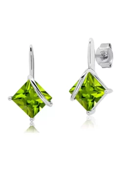 Top 10 😉 7 Millimeter Princess Cut Peridot Drop Earrings in Sterling Silver by Belk & Co. 🔔