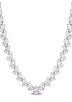 Buy 😀 Lab Created 39.50 ct. t.g.w. Created White Sapphire Teardrop Tennis Necklace in Sterling Silver by Belk & Co. 🔔 -DealsBelk & Co. Store Belk 12872
