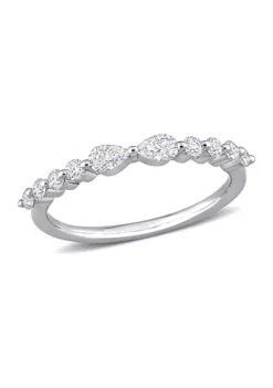 Best Pirce 🛒 2/5 ct. t.w. Created Moissanite Semi-Eternity Ring in Sterling Silver by Belk & Co. 🌟 -DealsBelk & Co. Store Belk 12894