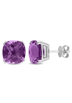 Promo 🎉 7 CT TGW Cushion Checkerboard Amethyst Stud Earrings in 14k White Gold by Belk & Co. 🤩 -DealsBelk & Co. Store Belk 12898