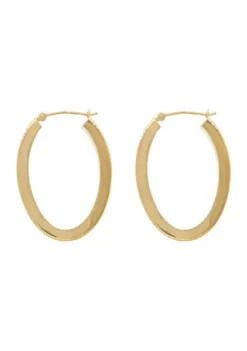 Flash Sale ⌛ 3 mm x 20 mm x 30 mm Square Tube Oval Hoop Earrings in 14K Gold by Belk & Co. ✔️