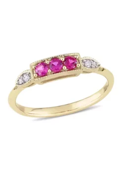 Cheap 😉 1/4 ct. t.w. Created Ruby and Diamond Accent 3-Stone Ring in 10k Yellow Gold by Belk & Co. 🔥 5 Cheap 😉 1/4 ct. t.w. Created Ruby and Diamond Accent 3-Stone Ring in 10k Yellow Gold by Belk & Co. 🔥 -DealsBelk & Co. Store Belk 12901