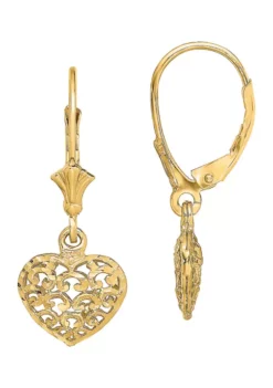 Cheap ๐ฅฐ 14K Yellow Gold Diamond Cut Mini Puffed Heart Lever Back Earrings by Belk & Co. โ