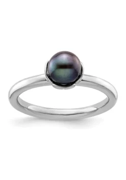 Best Pirce ✨ Sterling Silver Stackable Expressions Polished Black Freshwater Cultured Pearl Ring by Belk & Co. 🔥