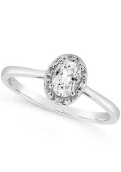 Top 10 ⌛ Sterling Silver 6x4mm Oval White Topaz Diamond Accent Halo Ring by Belk & Co. ✔️ -DealsBelk & Co. Store Belk 12944