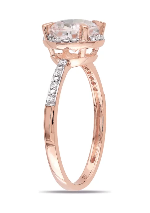 Promo 🌟 3 ct. t.w. Morganite and 1/5 ct. t.w. Diamond Halo Ring, Necklace, and Stud Earrings Set in 10k Rose Gold by Belk & Co. 👏 2 Promo 🌟 3 ct. t.w. Morganite and 1/5 ct. t.w. Diamond Halo Ring, Necklace, and Stud Earrings Set in 10k Rose Gold by Belk & Co. 👏 - Image 2