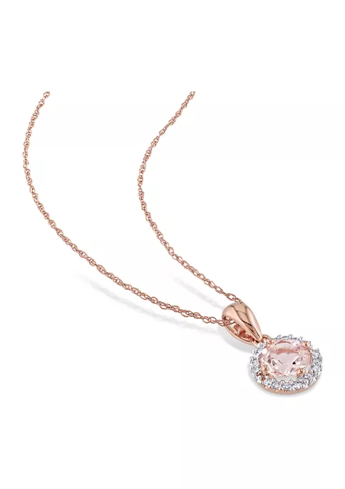 Promo 🌟 3 ct. t.w. Morganite and 1/5 ct. t.w. Diamond Halo Ring, Necklace, and Stud Earrings Set in 10k Rose Gold by Belk & Co. 👏 3 Promo 🌟 3 ct. t.w. Morganite and 1/5 ct. t.w. Diamond Halo Ring, Necklace, and Stud Earrings Set in 10k Rose Gold by Belk & Co. 👏 - Image 3