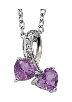 Flash Sale 🛒 1.4 ct. t.w. Amethyst and 1/10 ct. t.w. Diamond Heart 18-Inch Necklace in Sterling Silver and 14K Gold Accent by Belk & Co. 🎉 -DealsBelk & Co. Store Belk 12969