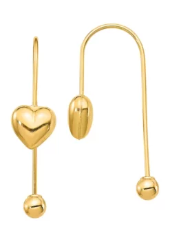 Discount 👏 14K Yellow Gold Puffed Heart with Screw End Threader Earrings by Belk & Co. ❤️
