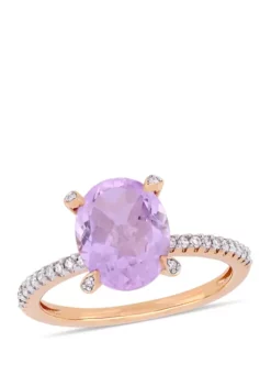 Best Pirce โ 2.38 ct. t.w. Pink Amethyst and 1/10 ct. t.w. Diamond Oval Ring in 10k Rose Gold by Belk & Co. ๐