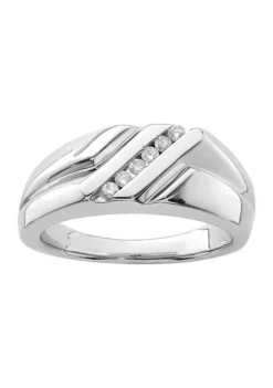 Buy ๐ Men's 1/6 ct. t.w. Diamond Ring in Rhodium Plated Sterling Silver by Belk & Co. ๐
