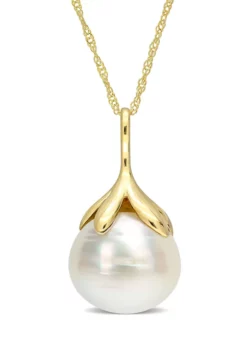 Buy 👍 10-11MM South Sea Cultured Pearl Necklace in 14k Yellow Gold by Belk & Co. ✨ -DealsBelk & Co. Store Belk 13092
