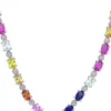 Deals ✔️ 24.5 ct. t.w. Multi-Color Created Sapphire Tennis Necklace in Sterling Silver by Belk & Co. ❤️