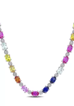 Deals ✔️ 24.5 ct. t.w. Multi-Color Created Sapphire Tennis Necklace in Sterling Silver by Belk & Co. ❤️ -DealsBelk & Co. Store Belk 13096