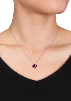 Best Pirce ✔️ 3 ct. t.w. Created Ruby Square Solitaire Pendant with Chain in 10k White Gold by Belk & Co. 🤩 -DealsBelk & Co. Store Belk 13105