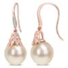 Cheap 🎁 12-12.5MM South Sea Cultured Pearl and Diamond Accent Drop Earrings in 14k Rose Gold by Belk & Co. 🤩