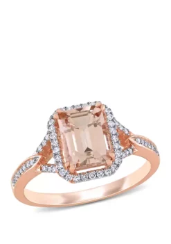Coupon 😉 1.6 ct. t.w. Morganite and 1/5 ct. t.w. Diamond Halo Ring in 14k Rose Gold by Belk & Co. 🎁 -DealsBelk & Co. Store Belk 13121