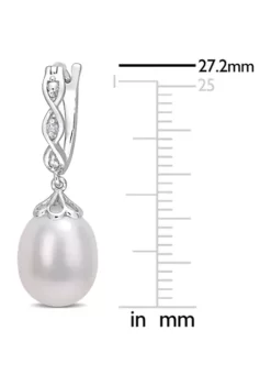 Brand new 😀 8-8.5mm Freshwater Cultured Pearl and Diamond Accent Infinity Drop Cuff Earrings in Sterling Silver by Belk & Co. 🌟 -DealsBelk & Co. Store Belk 13134
