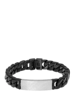 Best Pirce 🔔 Stainless Steel ID Bracelet with Black Ion Plating by Belk & Co. 👏