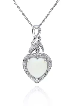 Cheap 👍 Sterling Silver Opal and Diamond Pendant by Belk & Co. 🧨