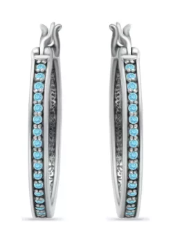 Wholesale ๐ 1/3 ct. t.w. Blue Topaz Hoop Earrings in Sterling Silver by Belk & Co. ๐