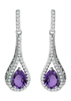 Discount ❤️ 1.45 ct. t.w. Amethyst and Created White Sapphire Drop Earrings, Sterling Silver by Belk & Co. 🎉 -DealsBelk & Co. Store Belk 1316