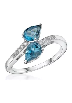 Discount 😀 1.75 ct. t.w. London Blue Topaz and 1/10 ct. t.w. Diamond Ring in 10K White Gold by Belk & Co. ⌛ -DealsBelk & Co. Store Belk 13176