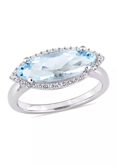 Wholesale ๐งจ 2 7/8 CT TGW Marquise Shape Sky Blue Topaz and White Topaz Halo Ring in Sterling Silver by Belk & Co. ๐ 1 Wholesale ๐งจ 2 7/8 CT TGW Marquise Shape Sky Blue Topaz and White Topaz Halo Ring in Sterling Silver by Belk & Co. ๐