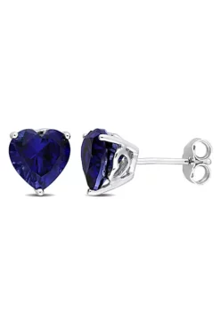 Coupon 🛒 Lab Created 4.5 CT TGW Created Blue Sapphire Post Earrings Silver by Belk & Co. ✔️
